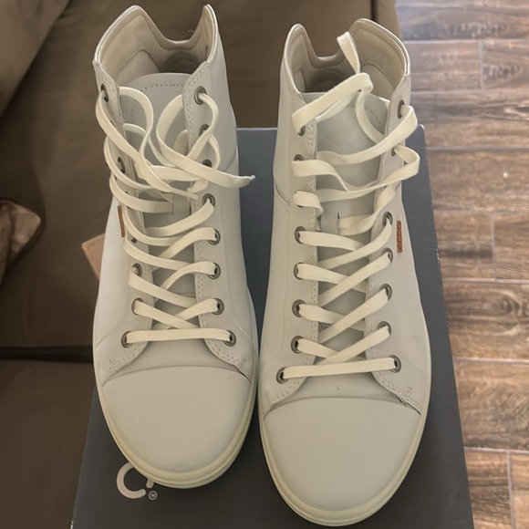 Ecco White Blanc Sneakers Size 11 - Picture 1 of 8